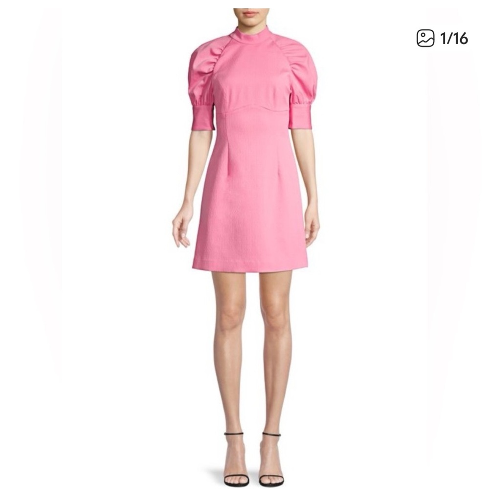Rebecca Vallance Pink Puff Sleeve Mini Dress